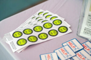 Photo of a stack of Mr. Yuk stickers