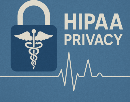 Caduceus medical logo on a padlock with the text HIPAA Privacy.